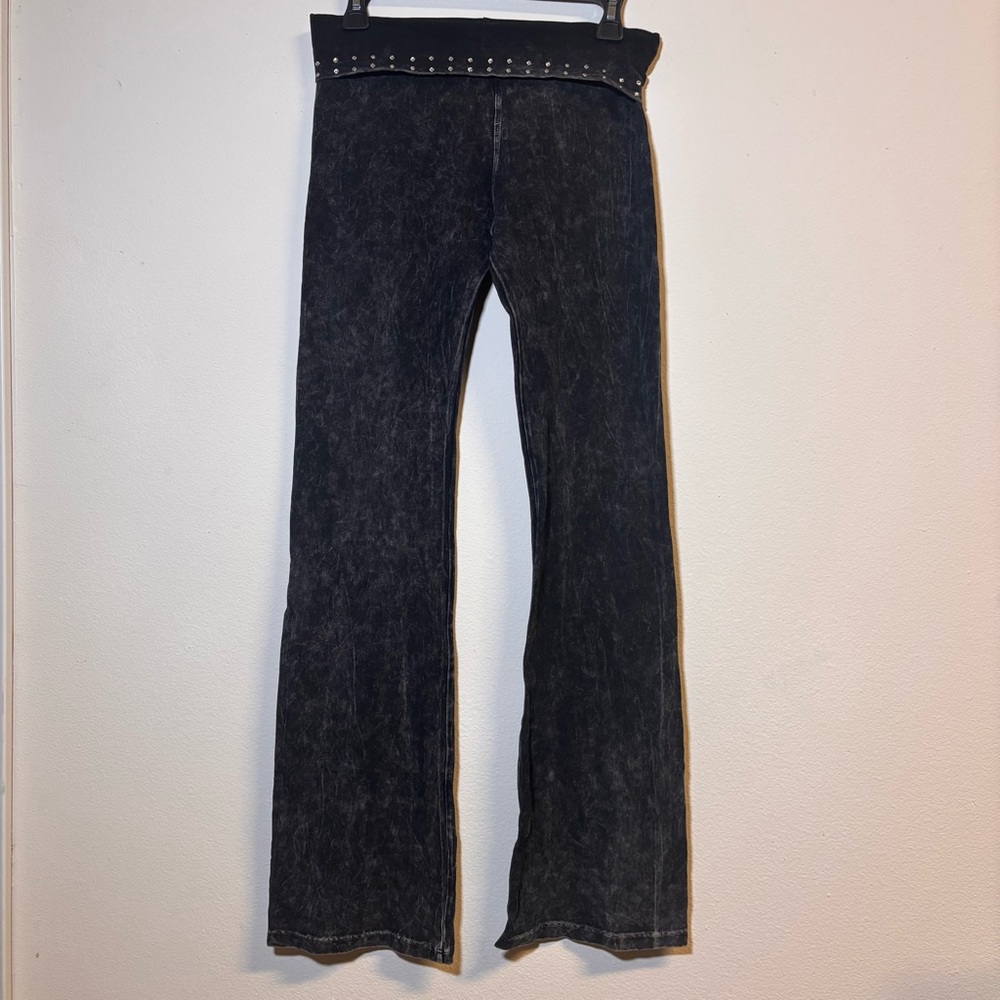 T Party Acid Wash Studded Flare Pants Y2K Festival Style M